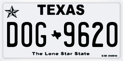 TX license plate DOG9620