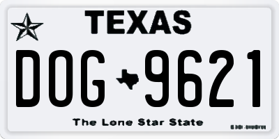 TX license plate DOG9621