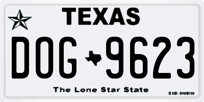 TX license plate DOG9623