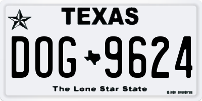 TX license plate DOG9624