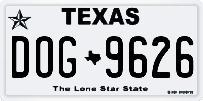TX license plate DOG9626