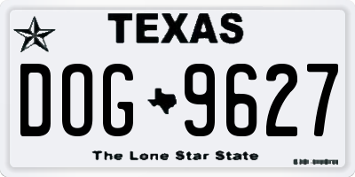 TX license plate DOG9627