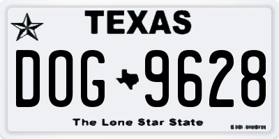 TX license plate DOG9628