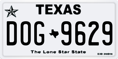 TX license plate DOG9629