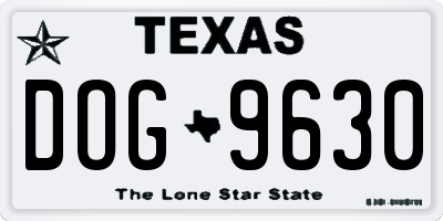TX license plate DOG9630