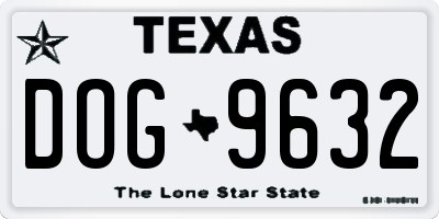 TX license plate DOG9632
