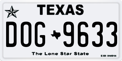 TX license plate DOG9633