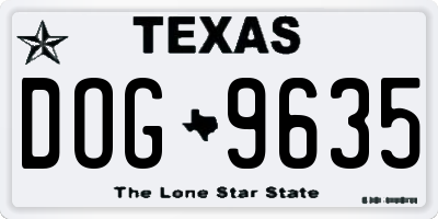 TX license plate DOG9635