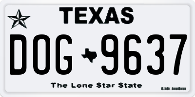 TX license plate DOG9637