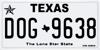 TX license plate DOG9638
