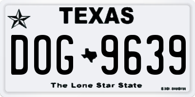 TX license plate DOG9639