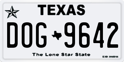 TX license plate DOG9642