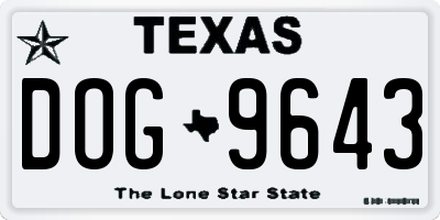 TX license plate DOG9643