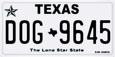 TX license plate DOG9645