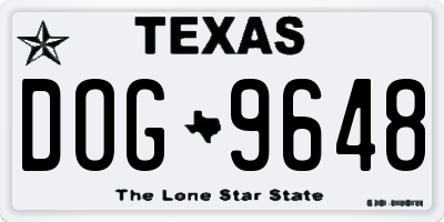 TX license plate DOG9648