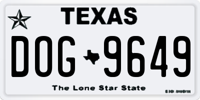 TX license plate DOG9649
