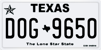 TX license plate DOG9650