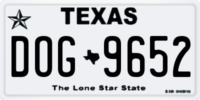 TX license plate DOG9652