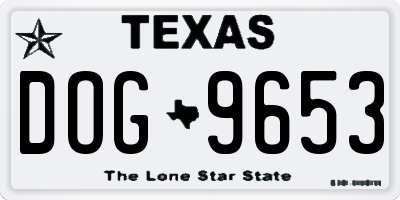 TX license plate DOG9653