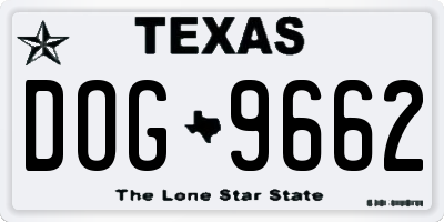TX license plate DOG9662