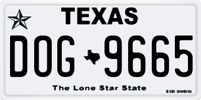 TX license plate DOG9665