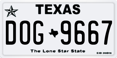 TX license plate DOG9667