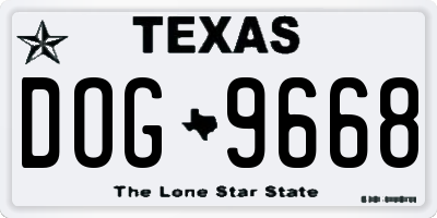 TX license plate DOG9668