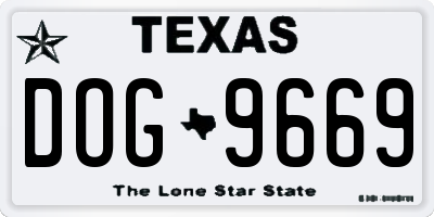 TX license plate DOG9669