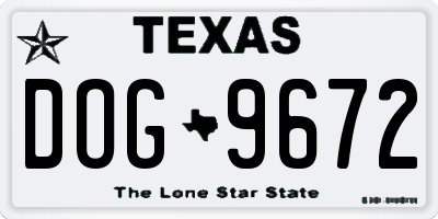 TX license plate DOG9672