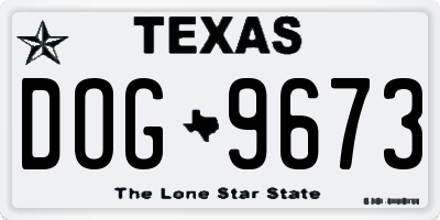 TX license plate DOG9673