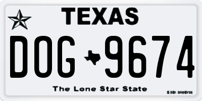 TX license plate DOG9674