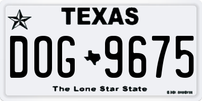 TX license plate DOG9675