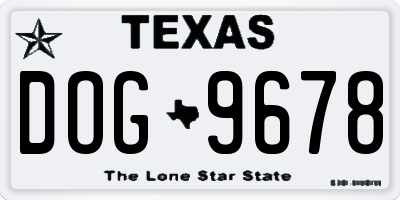 TX license plate DOG9678