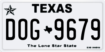 TX license plate DOG9679
