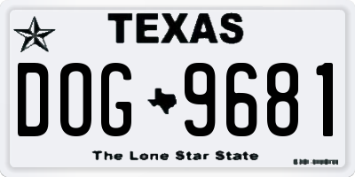 TX license plate DOG9681