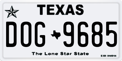 TX license plate DOG9685