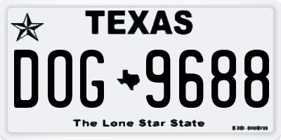 TX license plate DOG9688