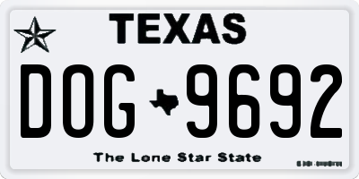 TX license plate DOG9692