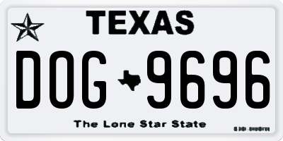 TX license plate DOG9696