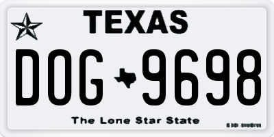 TX license plate DOG9698