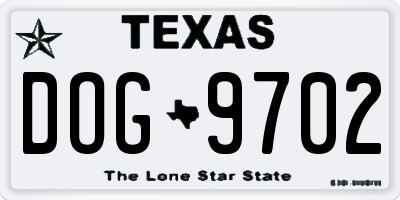 TX license plate DOG9702