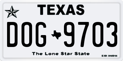 TX license plate DOG9703