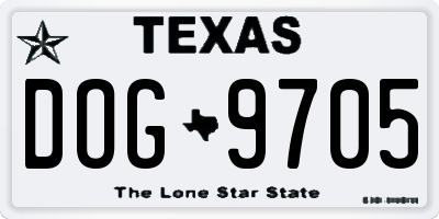 TX license plate DOG9705