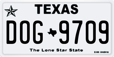 TX license plate DOG9709