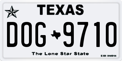 TX license plate DOG9710