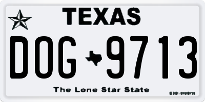 TX license plate DOG9713