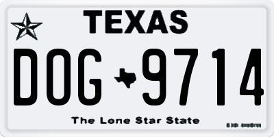 TX license plate DOG9714