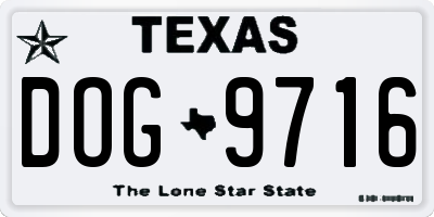 TX license plate DOG9716