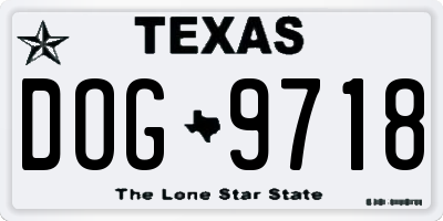 TX license plate DOG9718