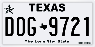 TX license plate DOG9721